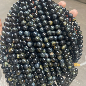 Polierte runde lose Perlen Blaue Tigerauge Stränge für Schmuck herstellung Armband Halskette Edelstein lose Perlen - Product Image 6