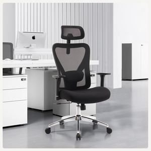 Chaise de bureau ergonomique à dossier haut certifiée CE avec soutien pour le cou et le dos, design moderne, chaise de bureau en maille - Product Image 6