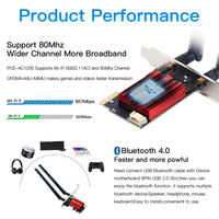 Tarjeta de Red Inalámbrica WIFI PCI-E de 1200 Mbps para Escritorio, 802.11AC, Doble Banda 2.4G 5G, 2 en 1, Adaptador WIFI Bluetooth AC1200 PCI E PCIe