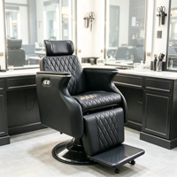 Fauteuil de Barbier Contemporain de Luxe Ludi Modèle 01, Siège en Cuir PU, Pompe Hydraulique, Cadre en Fer, Portable, Salon Commercial, Beauté, Barbier