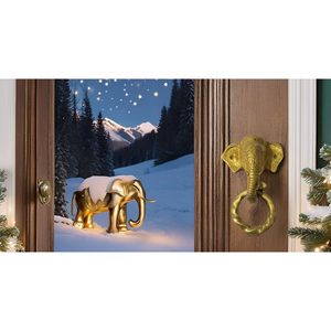 PARIJAT Artisanat Grand heurtoir de porte en laiton Ganesha et poignée de tiroir Quincaillerie Tuskar pour la décoration intérieure - Product Image 1