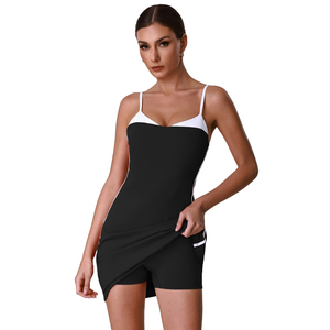 Vestido Deportivo Casual Transpirable para Mujer <span class=keywords><strong>Venka</strong></span>, de Secado Rápido, con Tirantes Finos Ajustables de Color en Contraste, con Relleno Antiexposición en el Pecho, para Yoga - Product Image 6