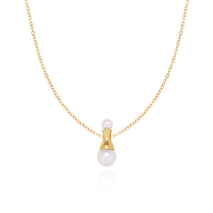 Collar de Perlas de Imitación Moderno con Cadena para Clavícula, Acero Inoxidable, Chapado en Oro, Modelo ZSN-180 - Product Image 5