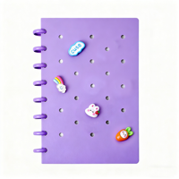 Perforateur en forme de champignon, peut être décoré avec des accessoires mignons, couverture DIY, format A5, carnet à feuilles mobiles détachable.