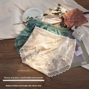 Mutandine a vita media lussuose da donna biancheria intima senza cuciture in raso e senza cuciture per la pelle invisibile aderente sottile Nude a metà altezza <span class=keywords><strong>XL</strong></span> - Product Image 3