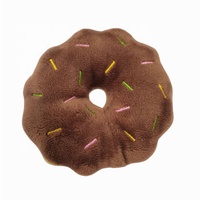 Jouet pour chien mignon de style dessin animé, écologique, en peluche douce, qui couine, en forme de beignet, design alimentaire