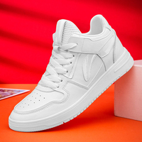Chaussures de skate pour hommes baskets hautes mi-hautes en cuir hauteur interne augmentant la semelle épaisse plate-forme à lacets rétro fait à la main