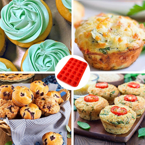Hot bán walfos Mini Silicone <span class=keywords><strong>Muffin</strong></span> Pan 24 ly không dính cupcake Baking Pan máy rửa chén an toàn làm bánh nướng xốp bánh tart bánh mì - Product Image 4