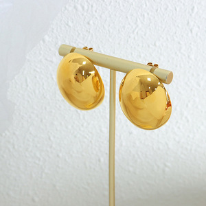 Dernières boucles d'oreilles en acier inoxydable plaqué or 18 carats, géométriques, elliptiques, surface lisse, imperméables, bijoux pour femmes, cadeaux d'anniversaire - Product Image 4