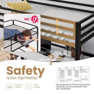 Letto a Soppalco Moderno Singolo con Scala e Ringhiera, Supporto in Metallo Resistente, Senza Bisogno di Box Spring, <span class=keywords><strong>Salvaspazio</strong></span> per Camere d'Albergo - Product Image 3