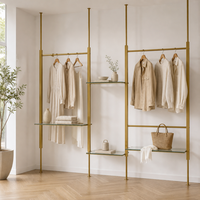 Étagère murale en métal doré personnalisée, étagère de présentation en métal pour boutique de vêtements
