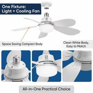 Ventilateur de plafond LED blanc 20,5 pouces 40W avec télécommande, 6 pales, intensité variable, design moderne pour salon - Product Image 6