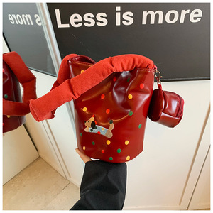 Fashionable black crossbody <b>bag</b> with polka dots and <b>puppy</b> embroidery - Product Image 2