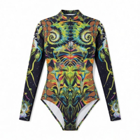 Mono enterizo con estampado psicodélico y manga larga, con aberturas, para Carnaval, Ropa de Lunes, Disfraz de Festival de Playa, Venta al por mayor, Personalizado, OEM