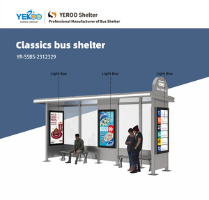 Hiện đại ngoài trời thông minh trạm dừng xe buýt nơi trú ẩn <span class=keywords><strong>LED</strong></span>-Lit biển quảng cáo nhôm & khung thép - Product Image 5