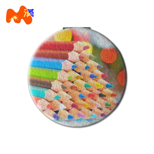 Handmade Craft Print Your Favourite Image Cotton Fluff Surface Sublimation Blanks Portable Compact Metal+Glass Makeup Mirror