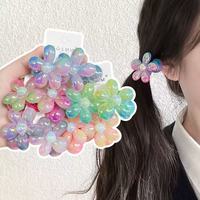 Vente en gros d'élastiques à cheveux personnalisés 2 pièces/lot pour filles élastiques à cheveux pour enfants couleur dégradée heurtoir à fleurs Accessoires pour cheveux de bébé