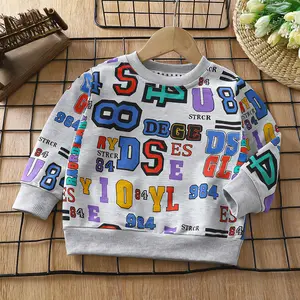Pakaian anak-anak kaus anak-anak 2023 musim gugur katun murni anak laki-laki dan perempuan kaus lengan panjang atasan tunggal pullover bayi