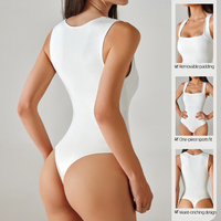 Bodysuit Shapewear Wanita Tanpa Lengan, Seamless, Sejuk, Lembut, Bernapas, Jumpsuit Yoga untuk Olahraga di Gym, Tari, Ramah Lingkungan, Polos, 1 Set