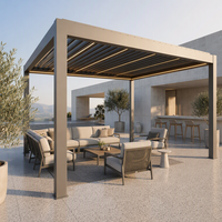 Pergola bioclimatique motorisée de style européen en aluminium thermolaqué, certifiée CE/UL, imperméable, pour jardin extérieur, naturelle