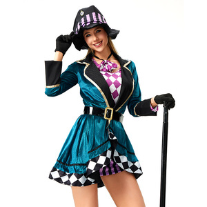 Costume de scène pour <span class=keywords><strong>femme</strong></span> adulte Alice Chapeur Fou, taille S-4XL, pour Halloween, tenue de scène d'entraîneur d'animaux pour boîte de nuit, en polyester - Product Image 2