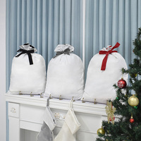 Meilleures ventes Sac en toile lin avec cordon de serrage Sac en toile bonbon Sac de père Noël imprimé pour la vente en gros Cadeau de Noël parfait en stock