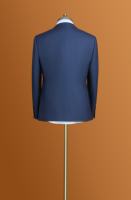 616 Sur Mesure Entoilage Semi-Entoilé 100 % Laine Costume d'Affaires Bleu pour Homme Veste de Costume Droite