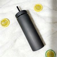 Gobelet isotherme givré 500 ml avec couvercle, double paroi, réutilisable, pour café glacé, design tendance, forme cylindrique, été