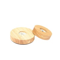 Socle lumineux rond en bois LED rechargeable par USB de 8 cm et 10 cm, support de lampe de nuit en bois pour boule de cristal 3D