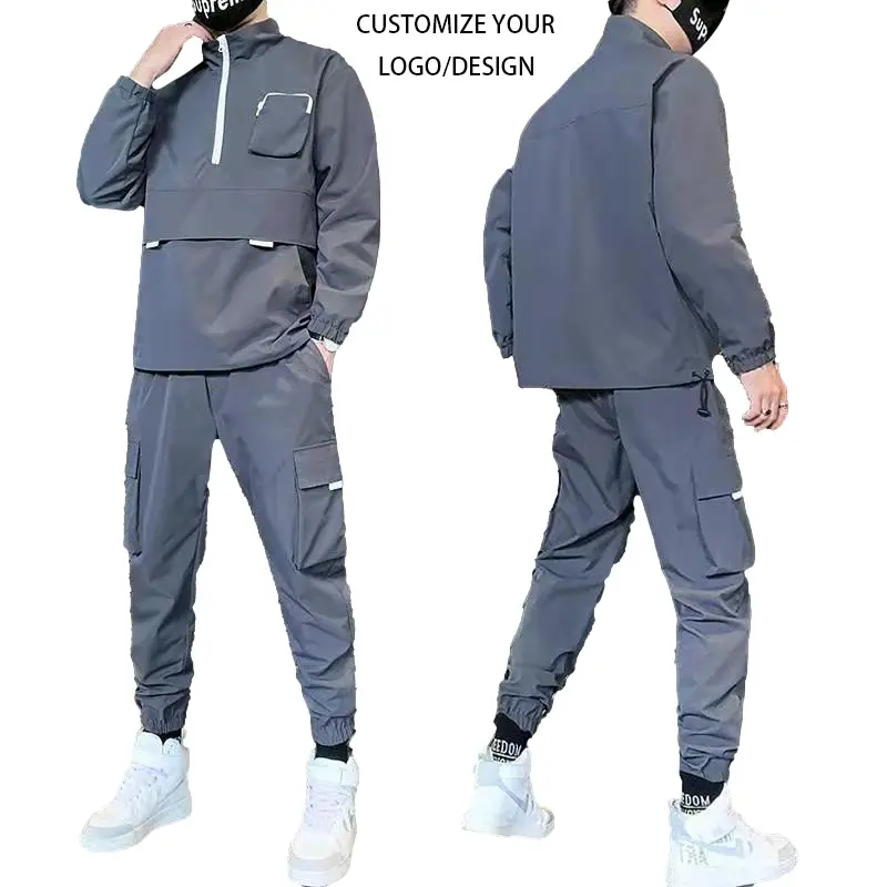 custom Jogging 2 Pieces spring Blank Sporting mens track suits set Male Fitness Stand Collar Sweatshirts sweat suits