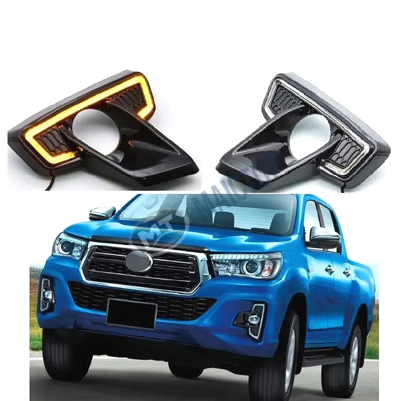 MAICTOP Phụ Kiện Xe Hơi Đèn LED Chạy Ban Ngày DRL Cho Hilux Revo Rocco Đèn Sương Mù Trước 2018