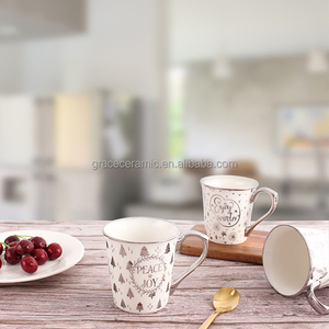 Tasse de promotion bon marché bonhomme de neige cadeau de noël nouvel os tasse en porcelaine argent or galvanoplastie tasses en céramique de noël - Product Image 5