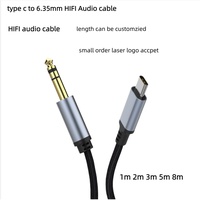 Kabel Audio Stereo USB C ke 6.35mm 1/4 Inch untuk Amplifier Gitar Mixer, Logo Laser Pesanan Kecil, Panjang Dapat Disesuaikan