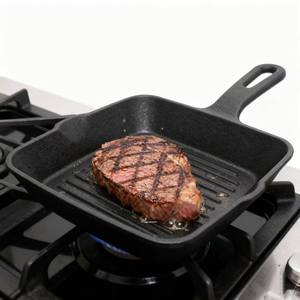 Plancha de cuisson BBQ pliable carrée écologique Zunck en fonte sans revêtement, design classique, acier au carbone, poignée en bois, four - Product Image 6