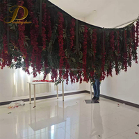 Fleurs suspendues au plafond personnalisées JINDA pour mariage, fleurs de plafond modernes rouges pour la décoration de plafond de mariage