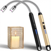 Allume-bougie électrique amélioré, lot de 2, avec col flexible à 360°, verrouillage de sécurité, coupe-vent, rechargeable par USB, arc sans flamme, design moderne et luxueux
