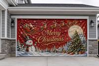 Grande bannière de Noël en polyester pour porte de garage 400x180cm, design personnalisé avec œillets métalliques, décoration de vacances extérieure
