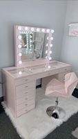Table de maquillage moderne avec miroir LED, meuble de chambre à coucher, 1 pièce, table de rangement en bois massif bouleau MDF