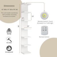 Étagère murale flottante personnalisée avec éclairage LED - Blanc - Étagère moderne avec télécommande - Fixation murale pour salon - Étagère murale à 7 niveaux