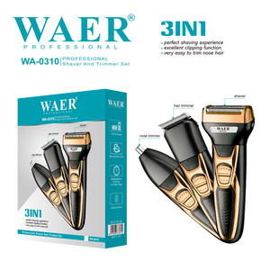 WAER WA-0310 <span class=keywords><strong>Rasoir</strong></span> <span class=keywords><strong>électrique</strong></span> rechargeable USB 1000 mAh à triple lame avec tondeuse 3-<span class=keywords><strong>en</strong></span>-1 et <span class=keywords><strong>rasoir</strong></span> pour le visage et les poils du nez - Product Image 2