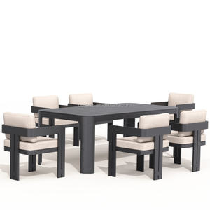 Tables et chaises de jardin en aluminium imperméables Kingmake, ensemble de table à manger d'extérieur avec 6 chaises, ensemble de salle à manger de patio résistant aux intempéries - Product Image 1