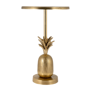 Tavolino Laterale in Metallo con Base a Forma di Ananas, Finitura Dorata, Tavolino Decorativo per Soggiorno o Camera da Letto - Product Image 2