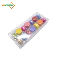 Boîte d'emballage pliable en plastique transparent pour macarons, 14 pièces, avec insert, boîte cadeau en PET transparente pour biscuits, baklava