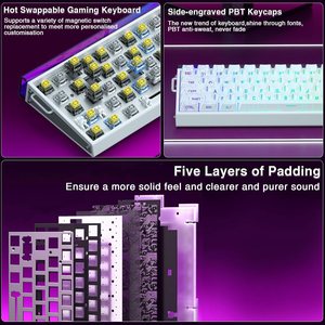 Clavier de jeu AULA <span class=keywords><strong>Hero</strong></span> 68 HE à interrupteurs magnétiques, clavier filaire à effet Hall, déclenchement rapide, actionnement réglable, RGB, mécanique, PC - Product Image 6