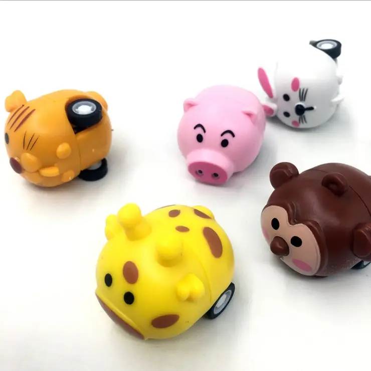 Promotional Gift Plastic Animal Shaped Mixed Mini Cartoon Pull Back Toy Cars For Kids