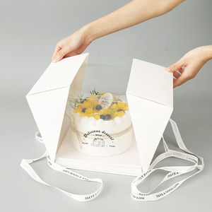 Caja de pastel transparente de mano 4 6 <span class=keywords><strong>8</strong></span> pulgadas pastel de cumpleaños Mousse postre embalaje con caja de corbata - Product Image 5