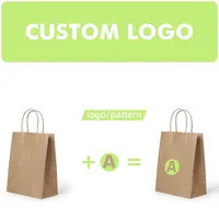 Sac de courses en papier kraft brun imprimé sur mesure 100% recyclé avec poignée, sac en papier pour la livraison de nourriture à emporter