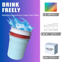Tazas de cerveza de café reutilizables delgadas personalizadas de 12 oz, taza Pop recta de aluminio con bola plateada curvada apilable
