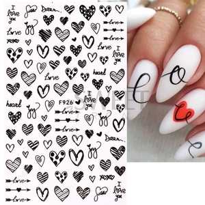 TSZS corazón amor diseño 3D Nail Art pegatinas Rojo Negro corazón dulce <span class=keywords><strong>San</strong></span> <span class=keywords><strong>Valentín</strong></span> manicura calcomanías <span class=keywords><strong>uñas</strong></span> al por mayor - Product Image 2