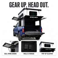 Coque de camping rigide pour pick-up 6,5 pieds avec intérieur moquetté et éclairage LED